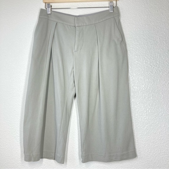 James Perse Pleated Culotte Crop Pants 27 Jersey Matte Gray Cotton Capri - Picture 3 of 16